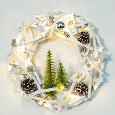 Natural wreath with decor an...